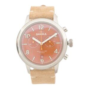 SHINOLA natural Men's Made In Usa Traveler 2 Eye Chrono Leather Strap Watch